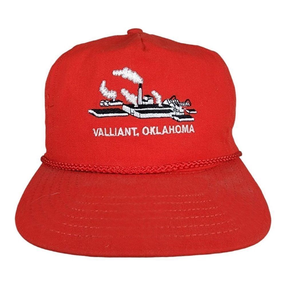 Vintage 90s Red Valiant Oklahoma Souvenir Sahara Brand Rope Hat Adjustable